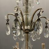 Antique Italian Silver Crystal Chandelier, 1940s