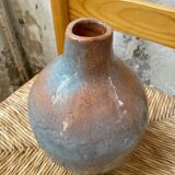 Vase terre émaillée signé