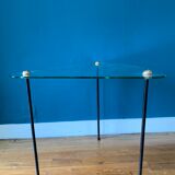 Ensemble de tables basses gigognes en verre et laiton