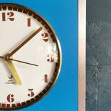 Vintage formica clock rectangular silent wall clock "Jaz golden blue"