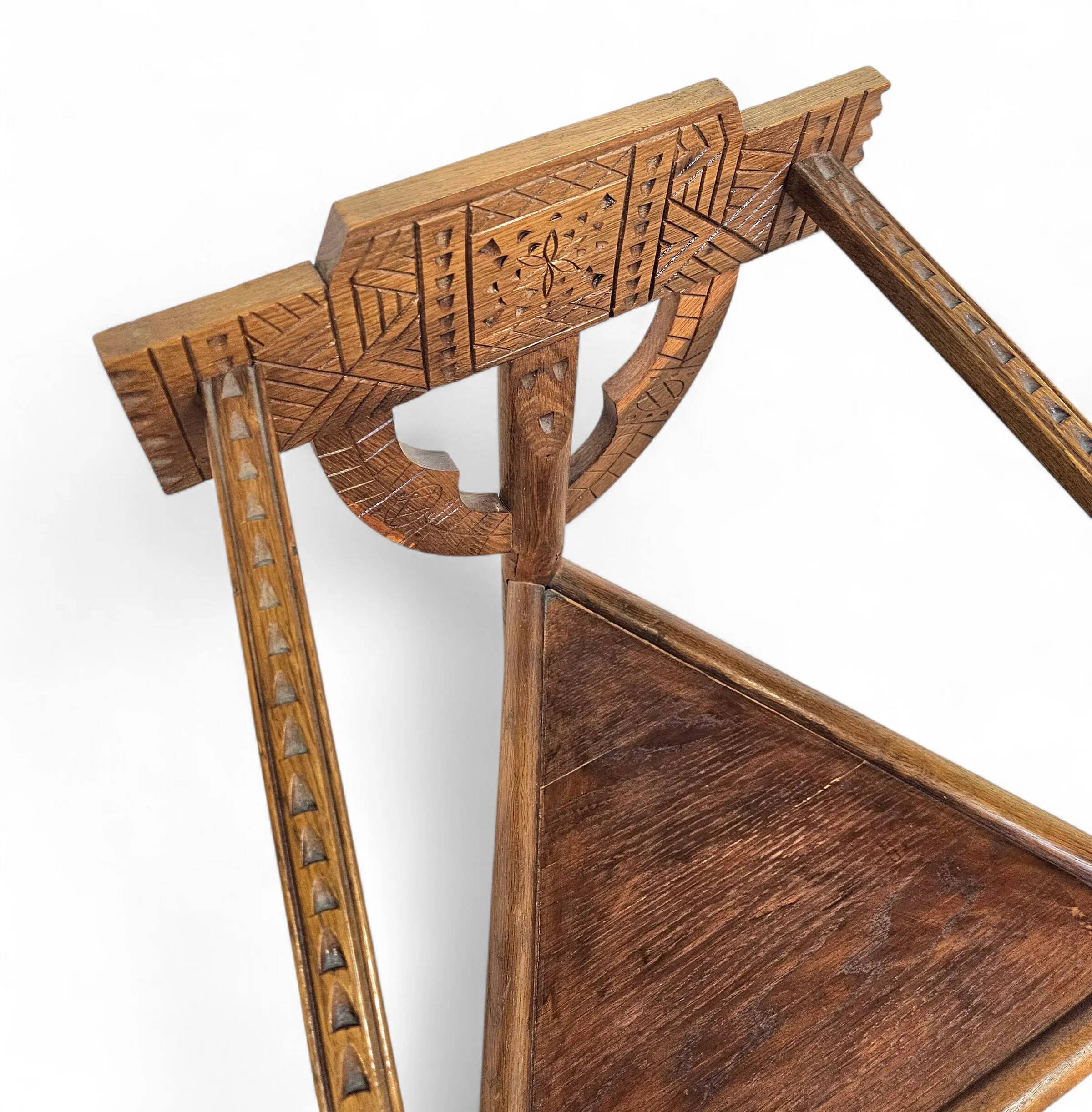 Carved Swedish monk chairs, style attributed to Bernhard Hoettger, made in Sweden, 1940s