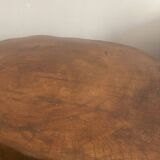Brutalist wooden table and 3 stools