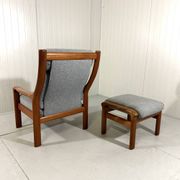EMC Furniture teak highback easy chair & footstool Denmark 1970’s