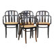 Lot de 4 chaises de salle à manger/bistro au design vintage en bois avec sièges tissés