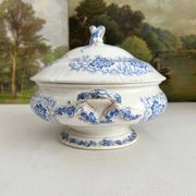 Antique ironstone tureen “Flora Lichen” Creil and Montereau