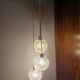 Suspension cascade three globes in cut glass vintage and pink wire