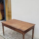 Table de Ferme rustique en chêne massif piètements louis Philippe 19ème -1m40