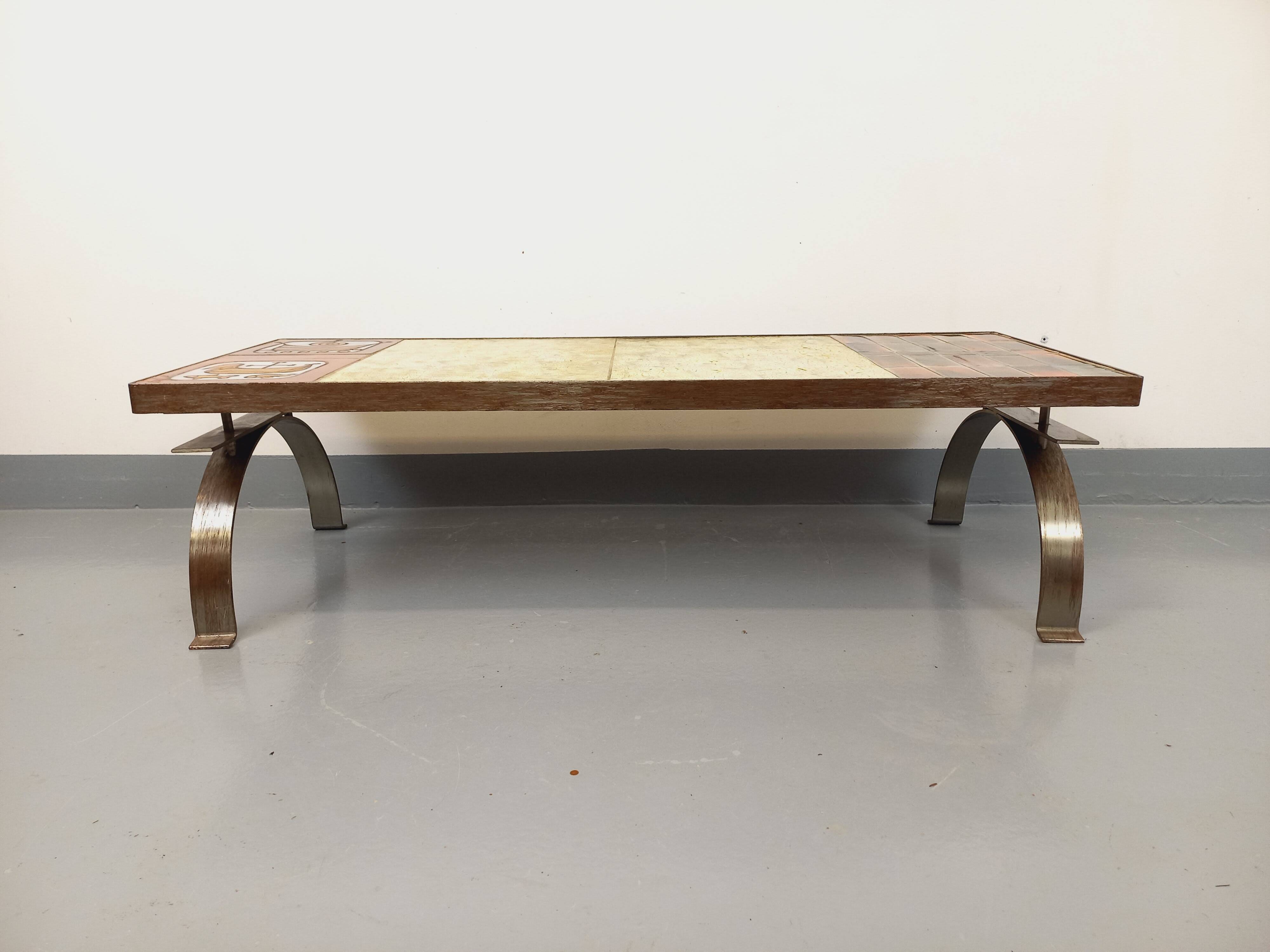 Vintage ceramic coffee table by Jean Gregorieff for Roche Bobois