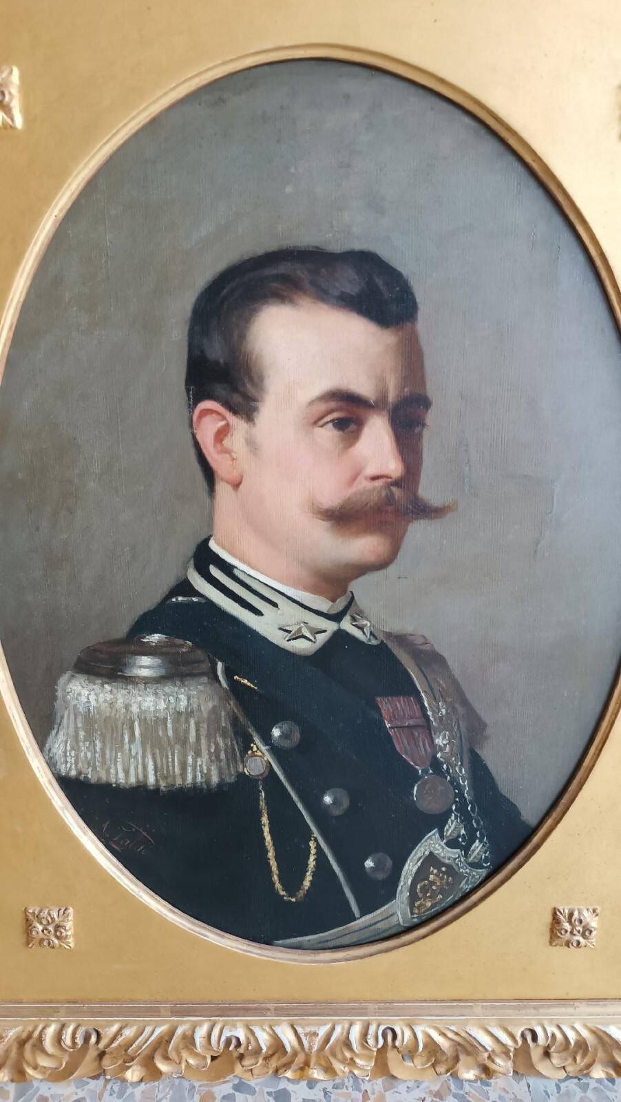 Antique painting portrait of a military gentleman, Arturo FALDI (Florence 1856-1911)