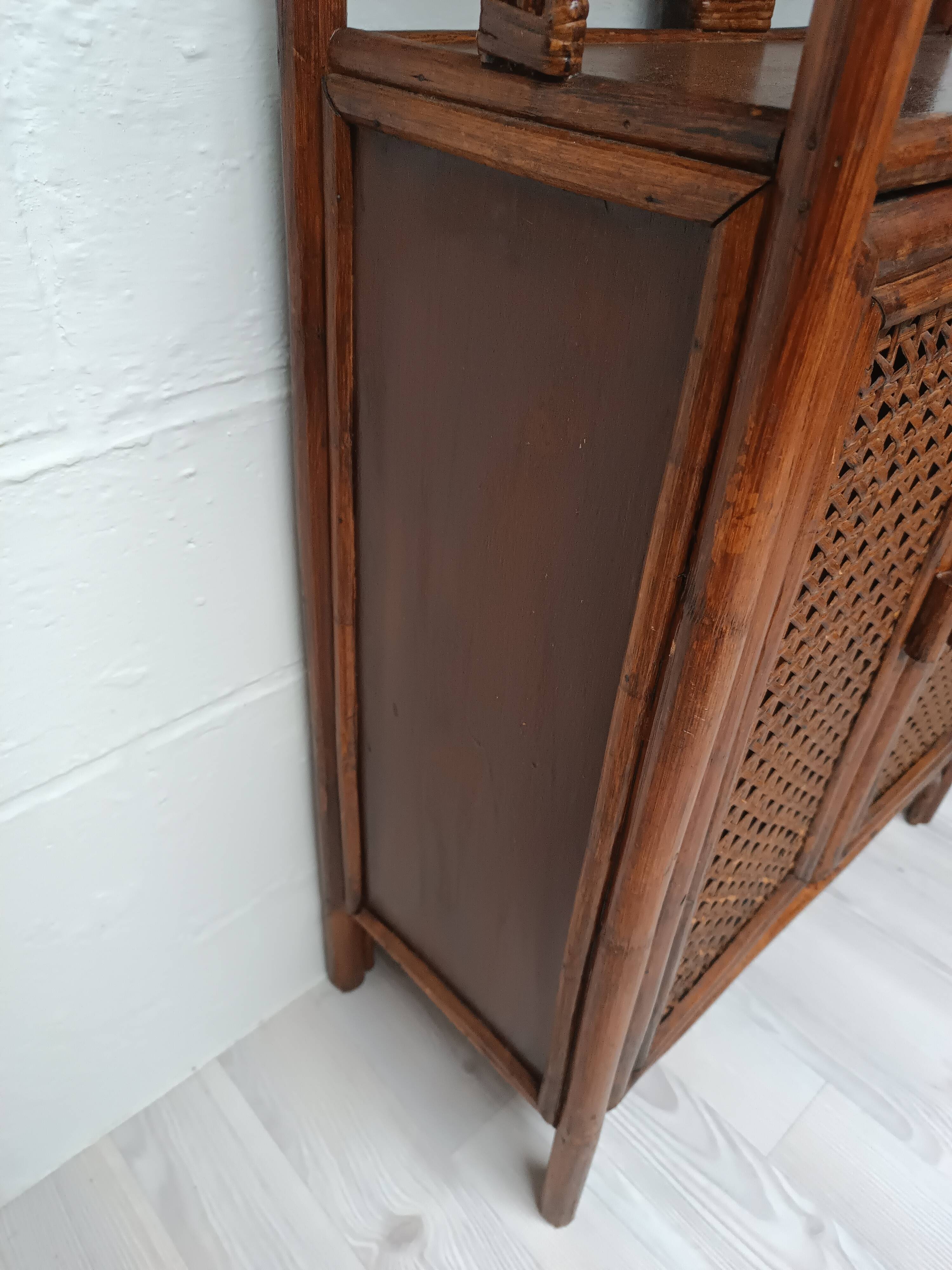 Vintage bamboo and rattan buffet library