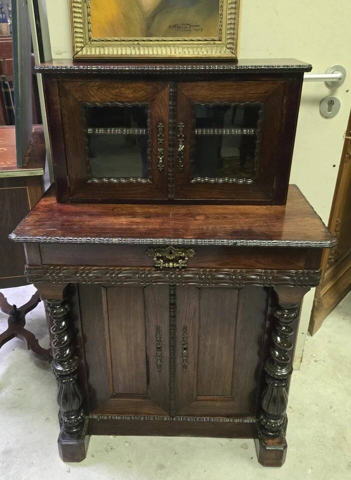 Buffet Bibliothéque deux corps en palissandre, époque Napoléon III