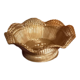Fruit basket in silver metal braided wire from the 70s/80s