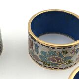 China, 4 rounds of vintage towels in cloisonné enamels/napkin ring cloisonné enamels