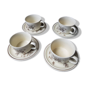 4 tasses à café, thé vintage W.H Grindley Pinewood