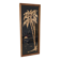 Vintage frame with palm tree and sun in wood or wicker.