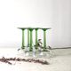 Set of 5 white wine glasses of alsace foot green apple retro vintage.