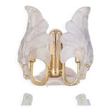 Murano Graniglia Glass Double-Leaf Brass Wall Sconce, Italy, 1960s