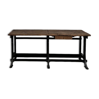 Old workbench with cast iron base, 1950s