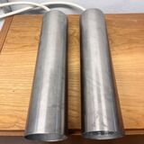 Pair of Parscot brushed metal pendant lights, 1970s