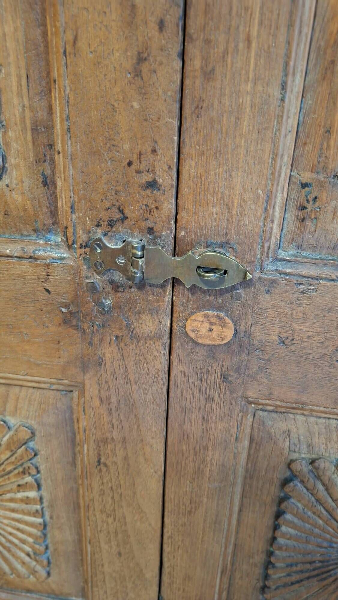 Antique Indian teak carved wardrobe