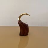 De Stijl Firenze Bottle Holder Wood Metal Brass Bird Sculpture 1970s