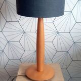 Solid beech table lamp with brown lampshade