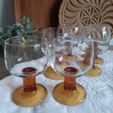 Vintage water glasses amber feet
