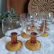Verres à eau vintage pieds ambrés