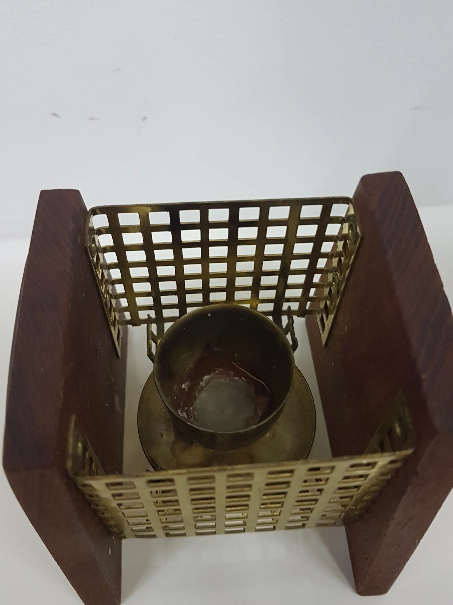 Support de bougie, teck brun, verre clair, Danemark, années 1960.