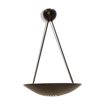 Suspension lustre industriel vintage métal noir forme soucoupe