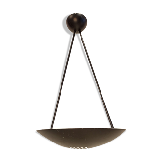 Large Suspension industrial chandelier vintage black metal saucer shape