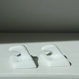 Set of two porcelain tea towel holders