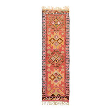 Turkish Handwoven Vintage Herki Kilim 98 cm x 320 cm
