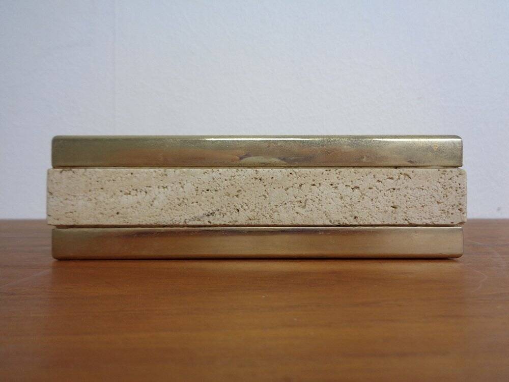 Travertine & Brass Ashtray by Fratelli Mannelli, Italy, 1970s