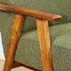 Fauteuil design vintage loft vert olive bouclé haut