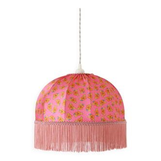 Printed textile suspension, dome shape with fringes