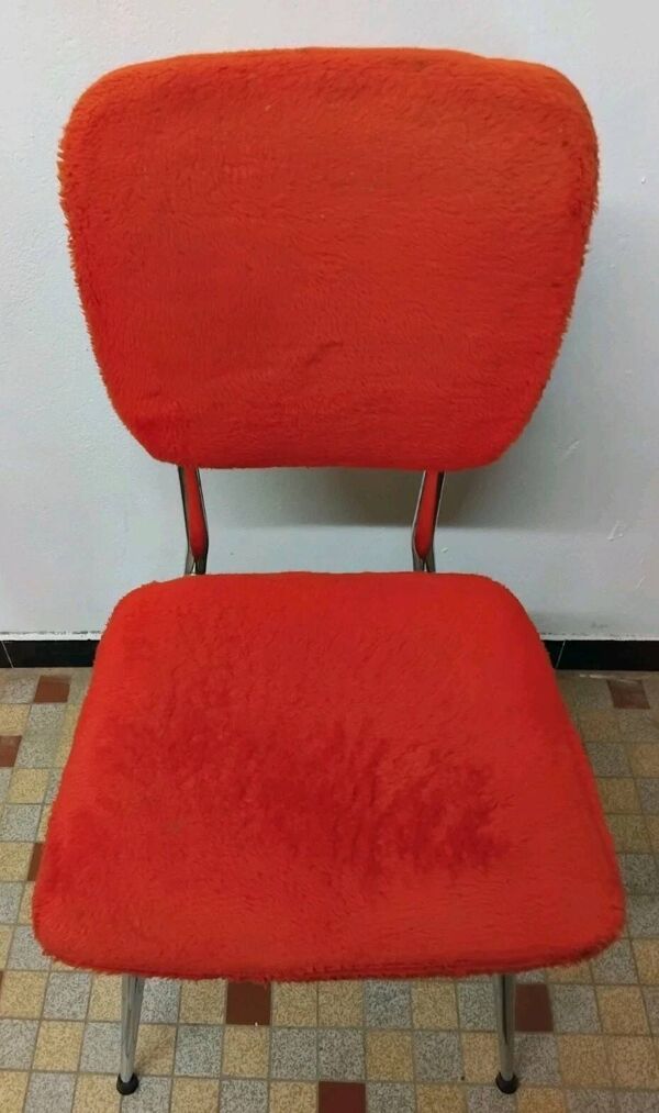 Lot de 4 anciennes chaises en tissus moumoute année 60 vintage