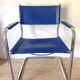 Office chair in blue imitation leather and chrome metal, Matteo Grassi style