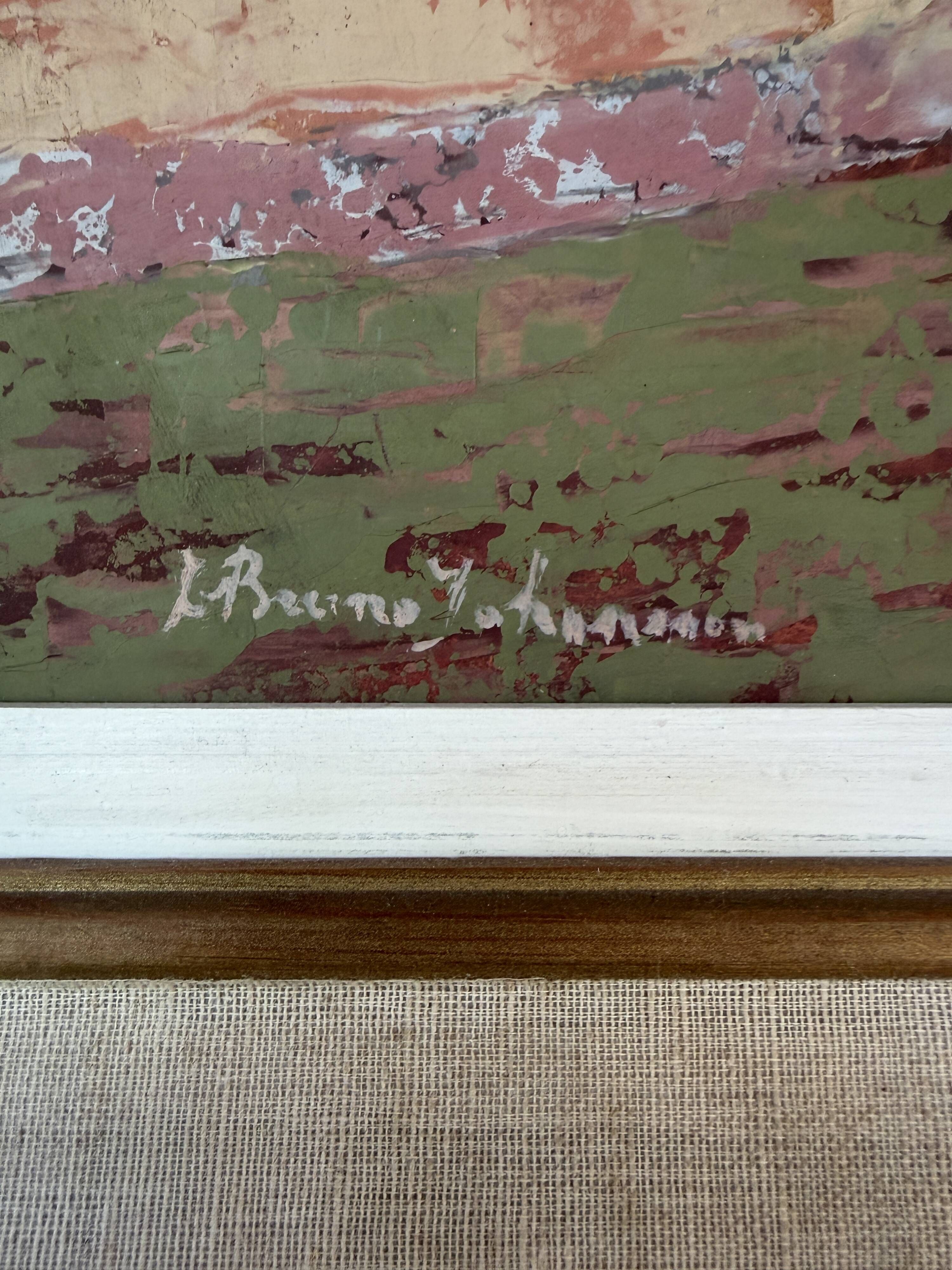 Vintage village landscape painting – Oil on canvas signed – 1960s-70s