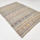6x9 Gray & Green Striped Pattern Kilim Rug, 176x262Cm