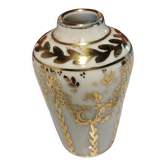 Soliflore vase in Limoges porcelain painted in gold by hand and signed