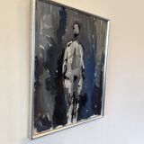 1973 Peinture à l’huile nue suédoise moderne du milieu du siècle « Dans l’ombre », encadrée