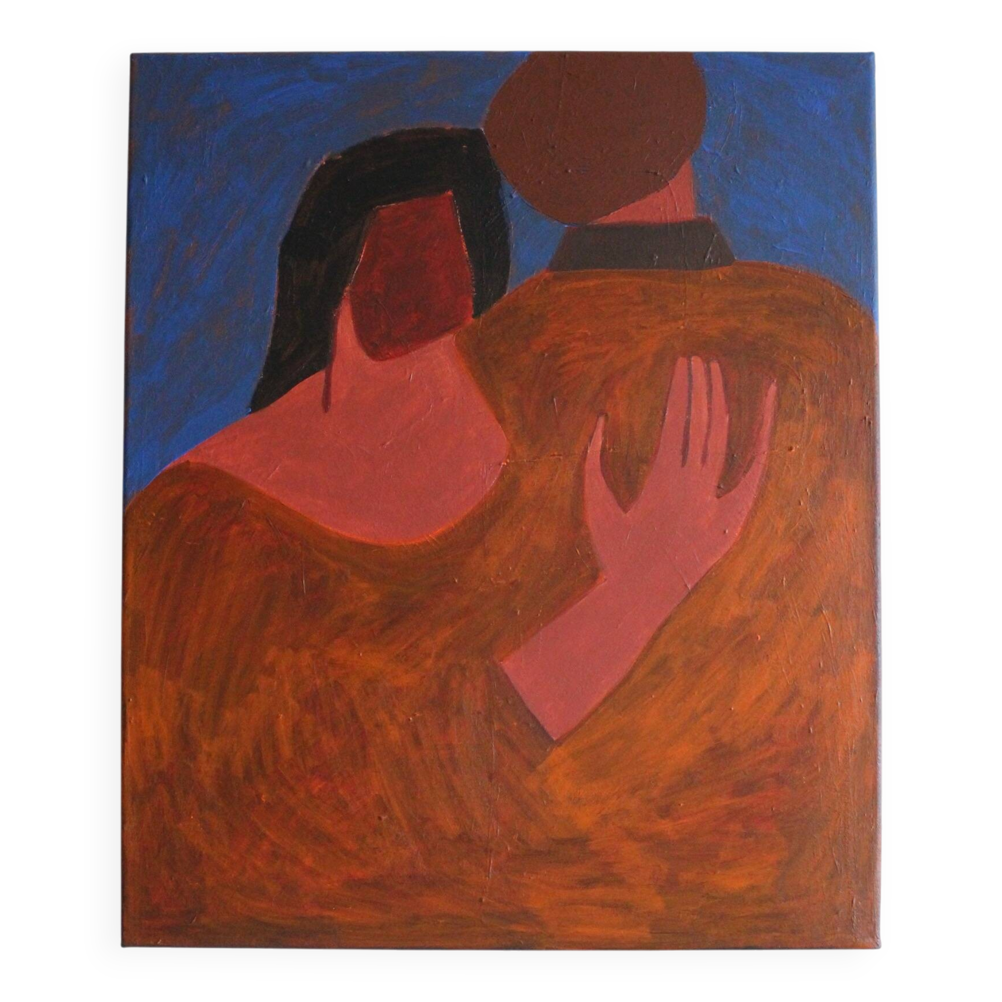Large minimalist figurative painting couple "near you"
