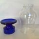 Paire de bougeoirs bleu cobalt en verre