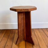 Tabouret style brutaliste octogonal en chêne