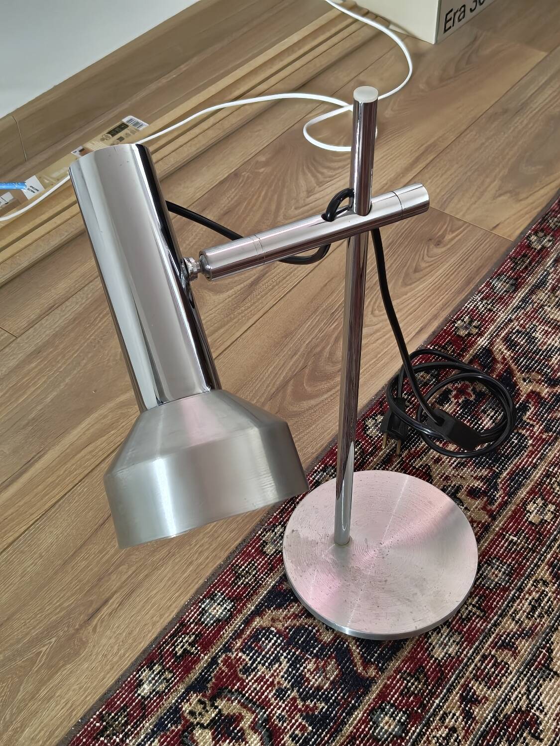 Lampe de Bureau Vintage Chrome & Aluminium – Design 70s – Réglable