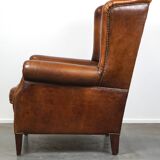 Especially comfortable wingback chair made of sheepskin leather, stunning colors