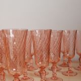 20 pink glass champagne flutes