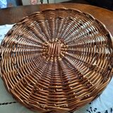 Woven wicker tray with handles