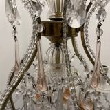 Large Crystal Beaded Pink Murano Glass Chandelier